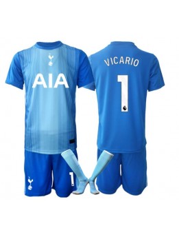 Otroški Nogometna dresi replika Tottenham Hotspur Guglielmo Vicario #1 Vratar Gostujoči 2025-26 Kratek rokav (+ hlače)